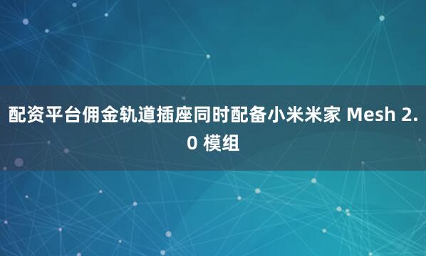配资平台佣金轨道插座同时配备小米米家 Mesh 2.0 模组